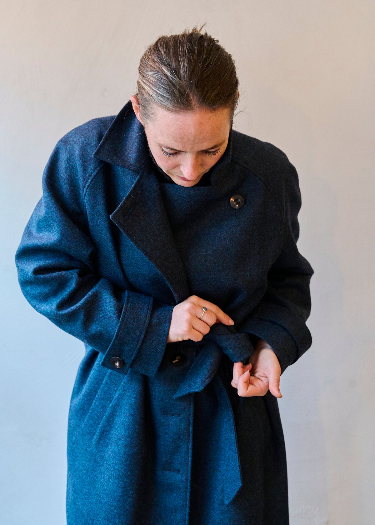 Woollen Coat in Blue Marl