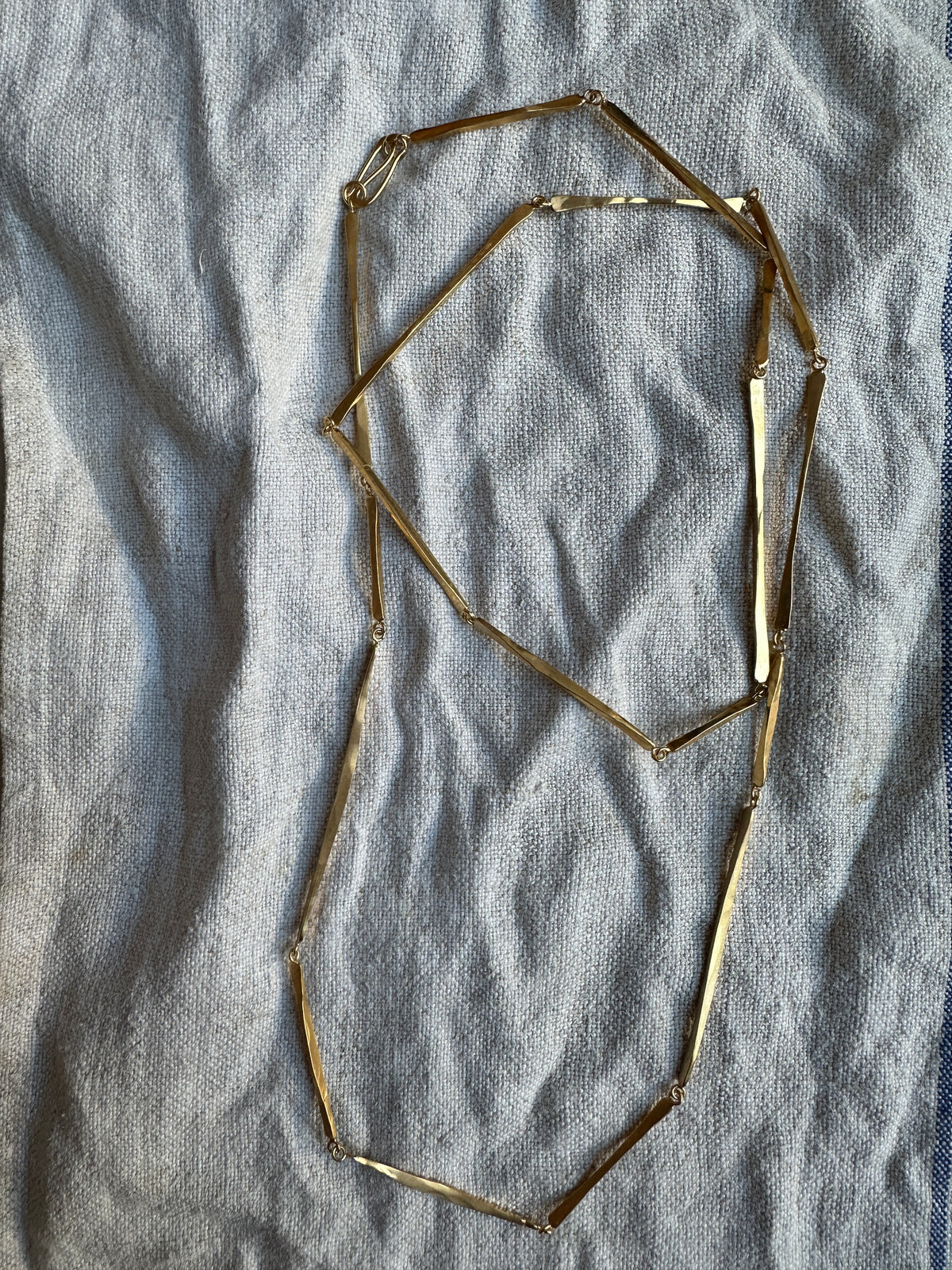 Gold Vermeil long hammered linear necklace