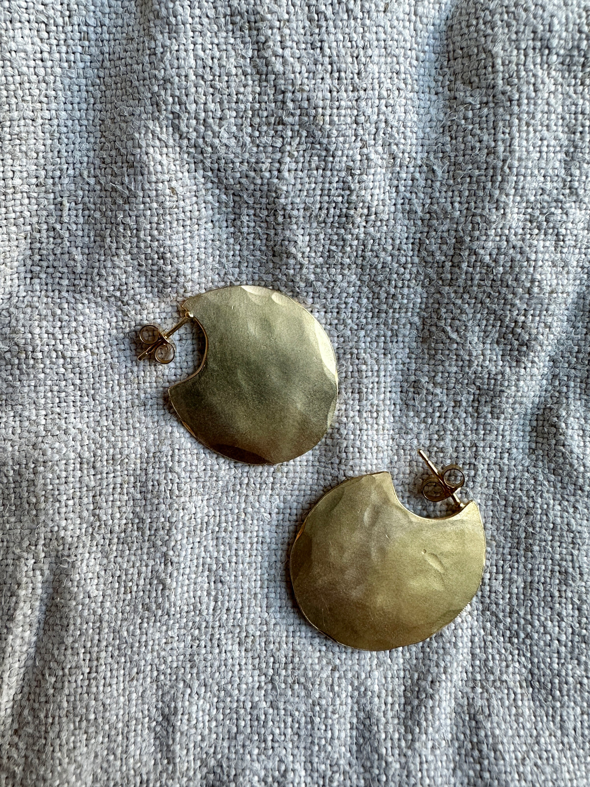 Gold Vermeil Hammered Disc Earrings