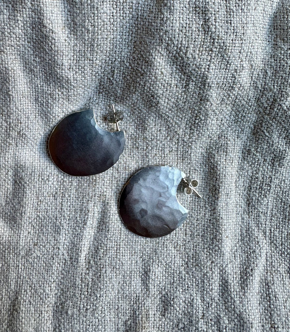 Silver Hammered Disc Earrings