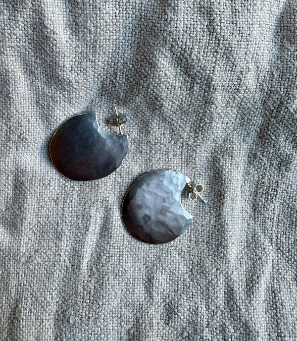 Silver Hammered Disc Earrings