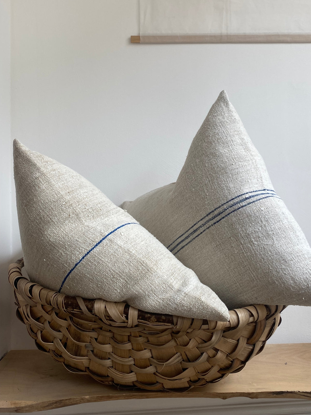 Linen Cushions with Blue Stripe