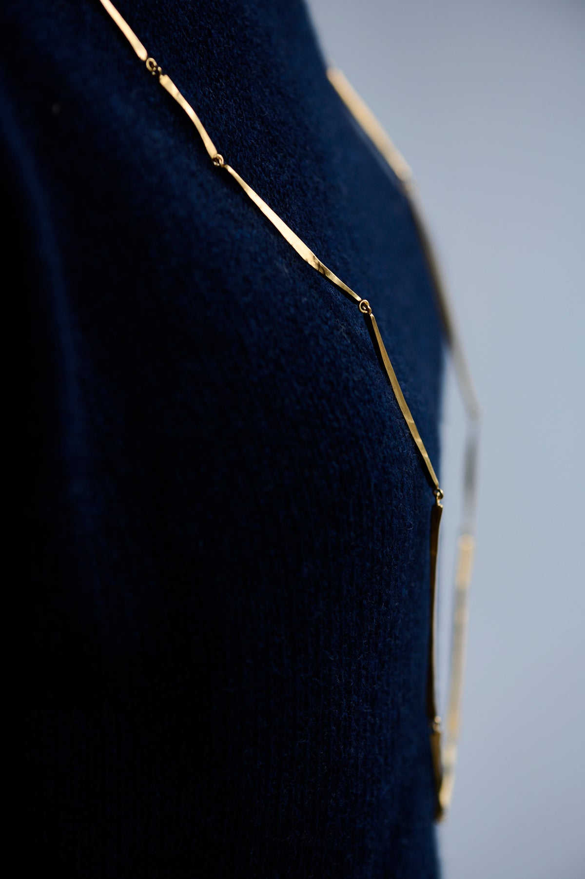 Gold Vermeil long hammered linear necklace