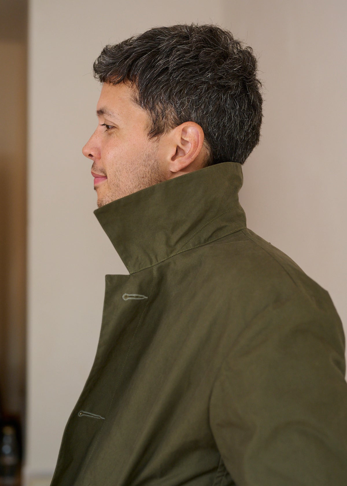 Men's Dry Waxed Duster Coat in Khaki Brown