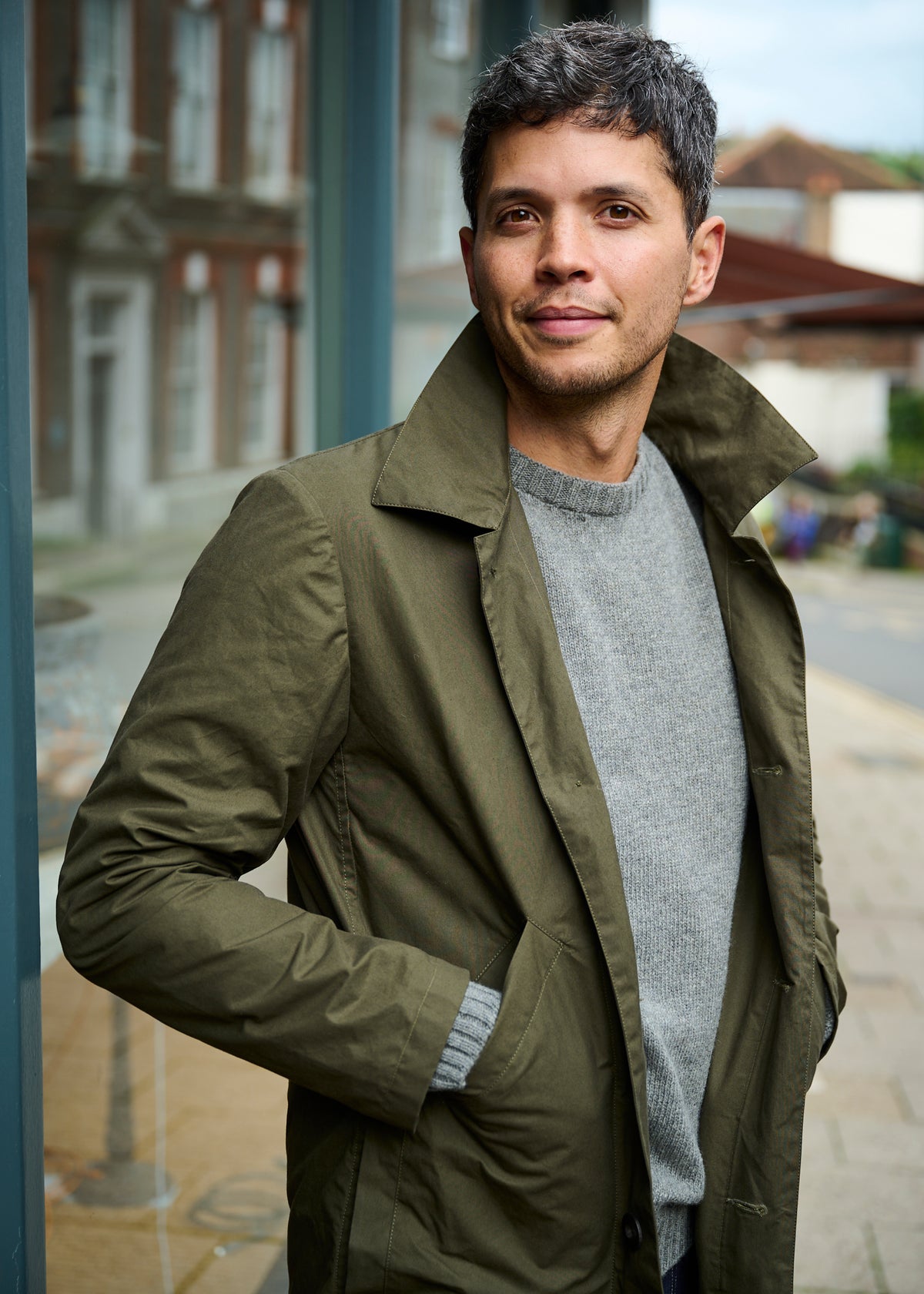 Men's Dry Waxed Duster Coat in Khaki Brown
