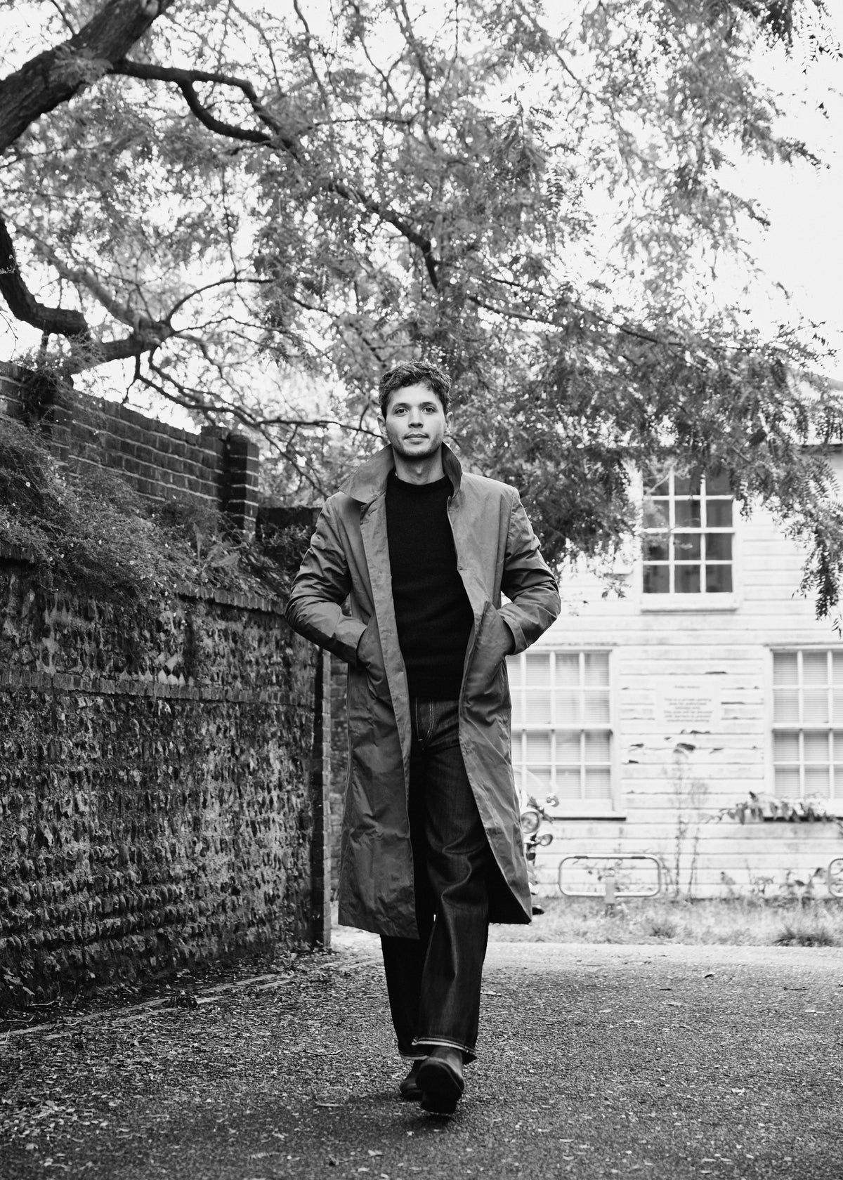 Men's Dry Waxed Duster Coat in Khaki Brown