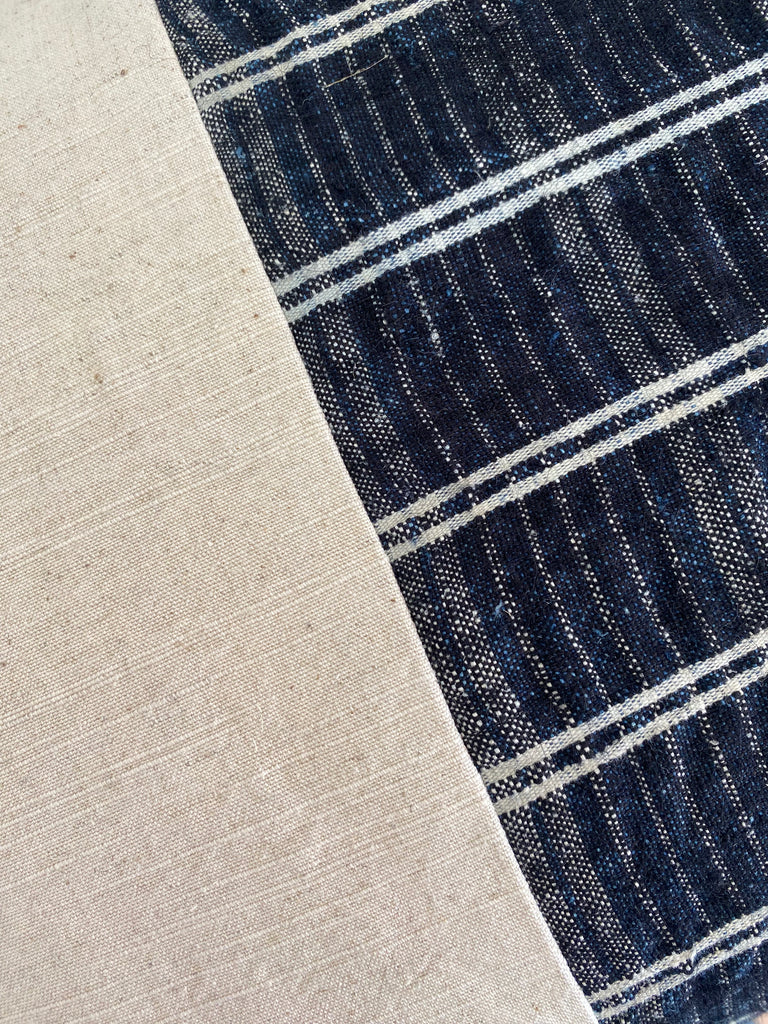 Navy and Cream Stripe Cushions in Vintage Fabric