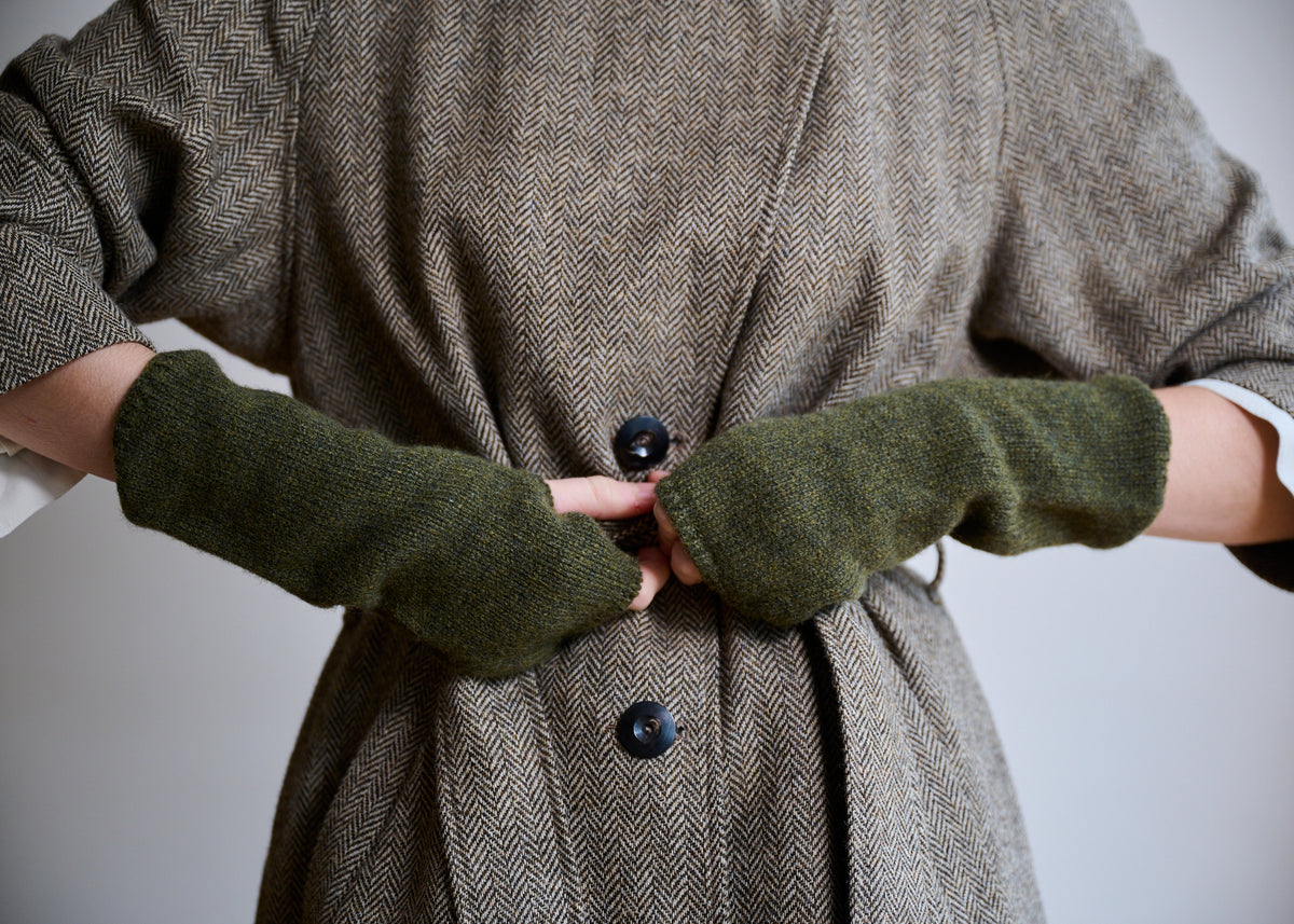 Plain Knit Wrist Warmers with Cashmere