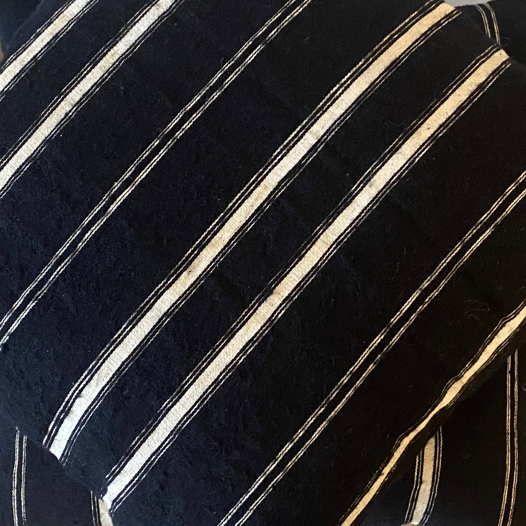 Black and Cream Stripe Cushions in Vintage Fabric