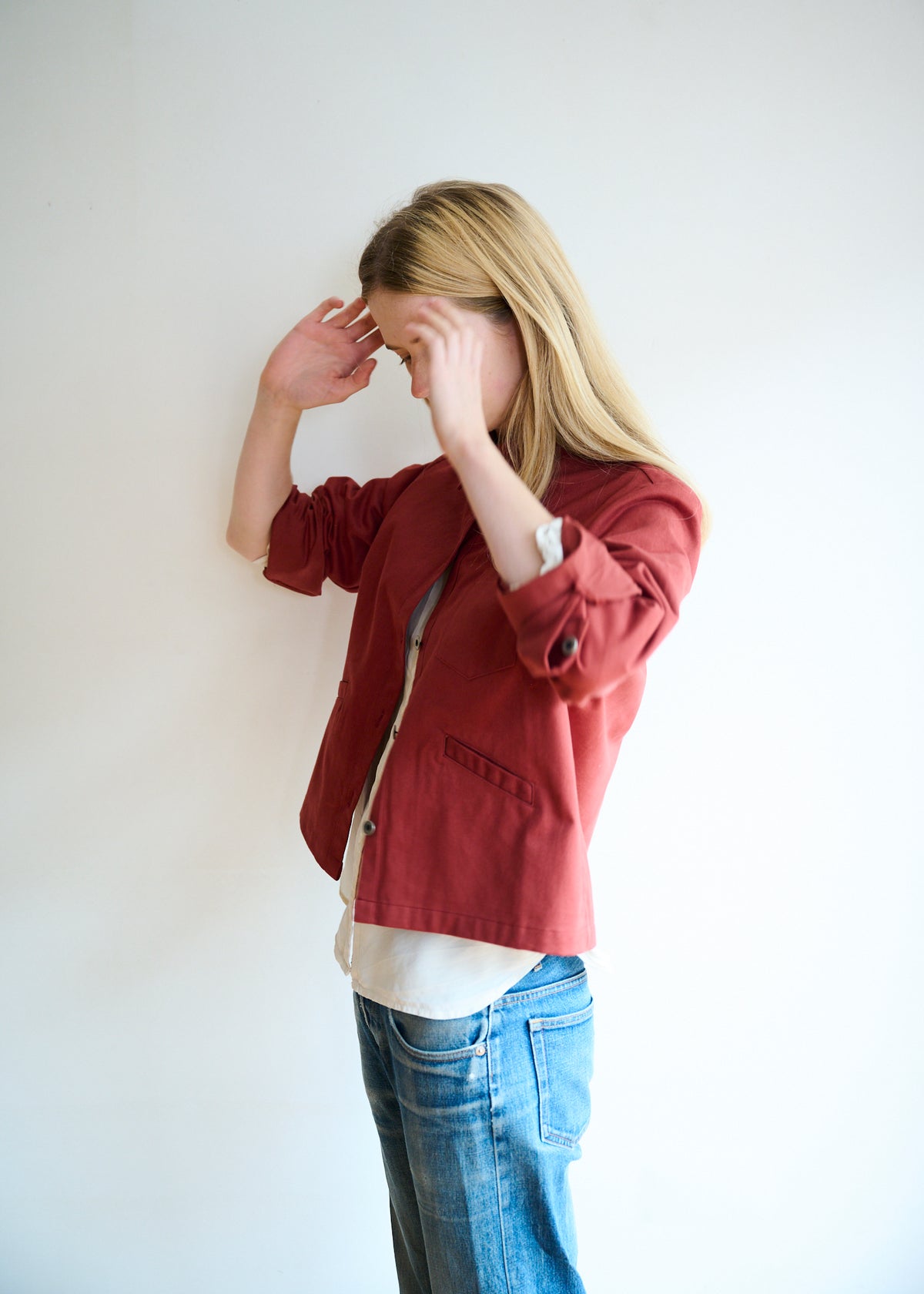 Cotton Drill Jacket in Awning Red