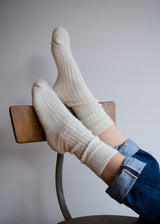 Alpaca Cushion Sole Socks in Cream