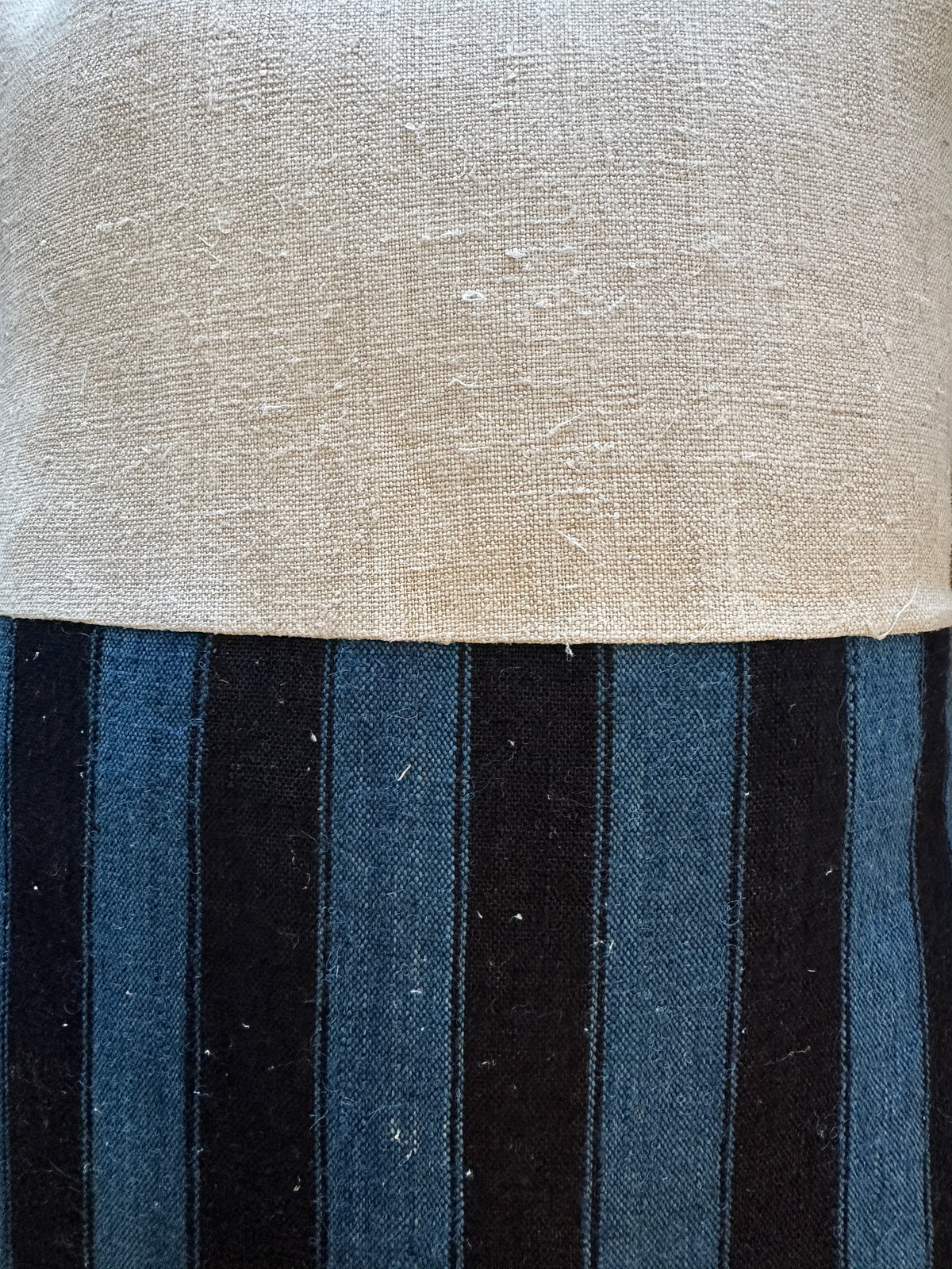 Vintage Fabric Cushions in Blue & Black Stripe