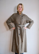 Light Woollen Coat in Herringbone