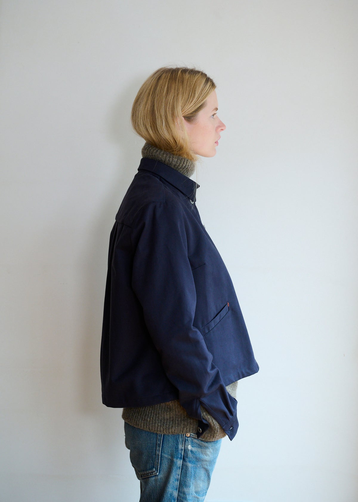 Cotton Drill Jacket in Navy