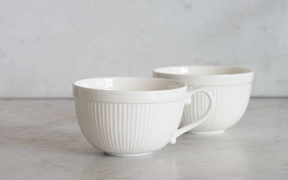 White Bone China Breakfast Cup with Fluted Design 
