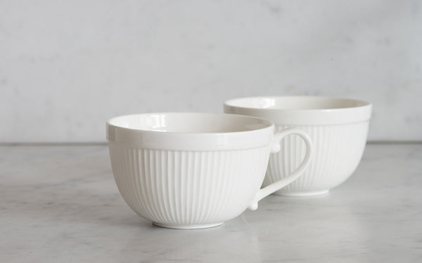White Bone China Breakfast Cup with Fluted Design 