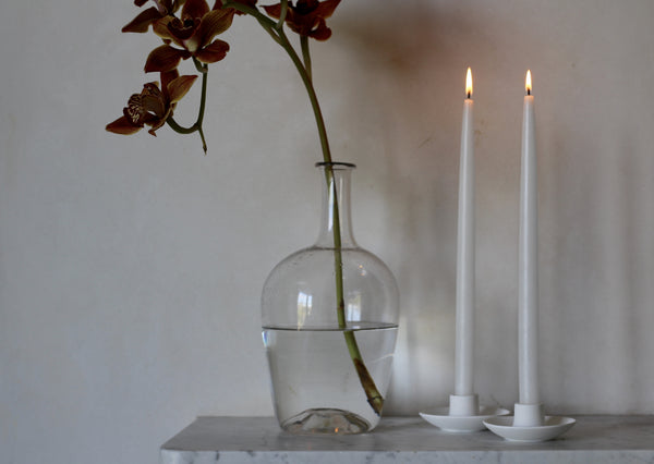 White Bone China Candle Holder