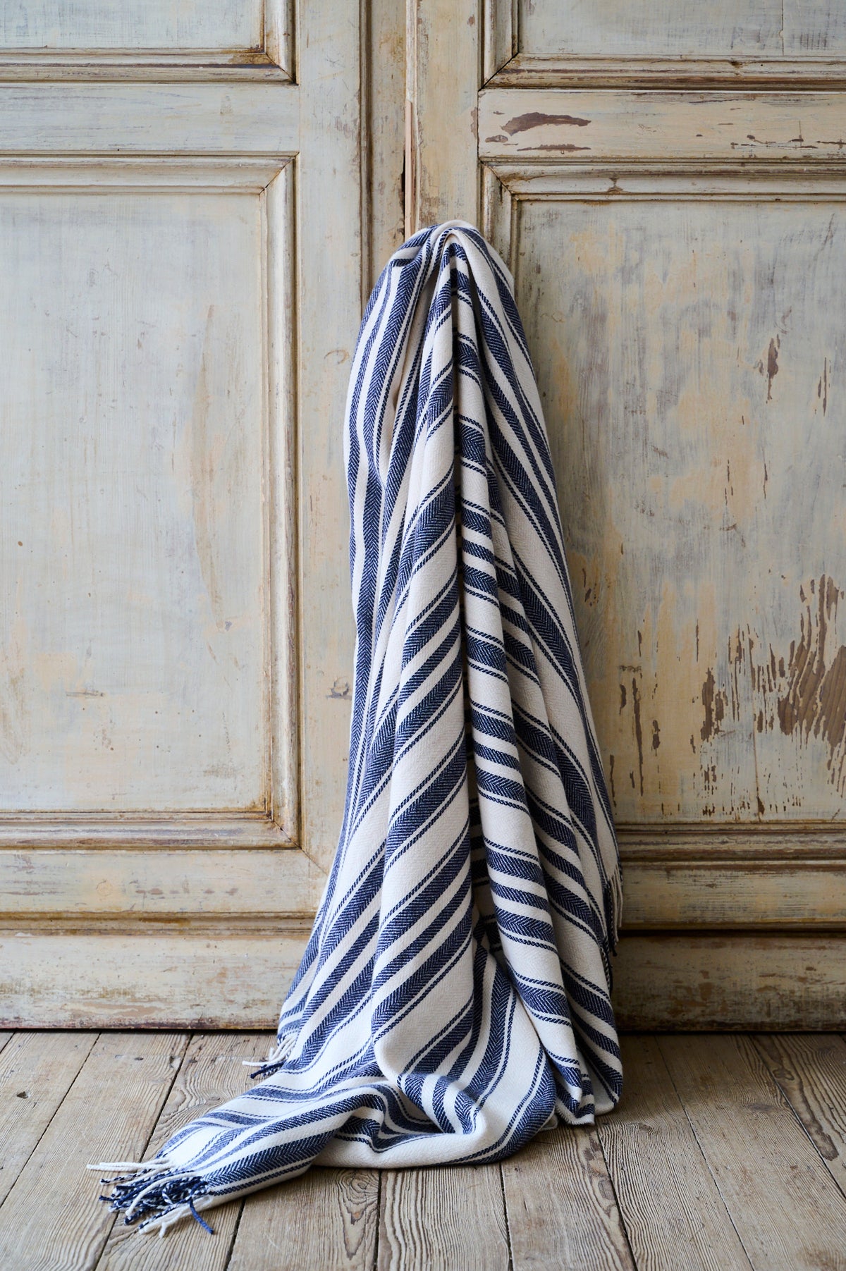 Super soft striped indigo blanket