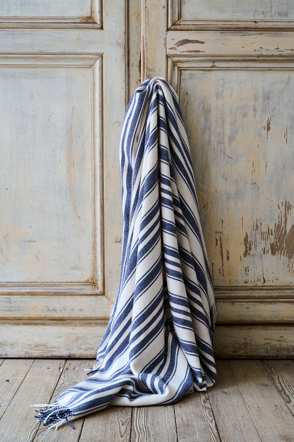 Super soft striped indigo blanket