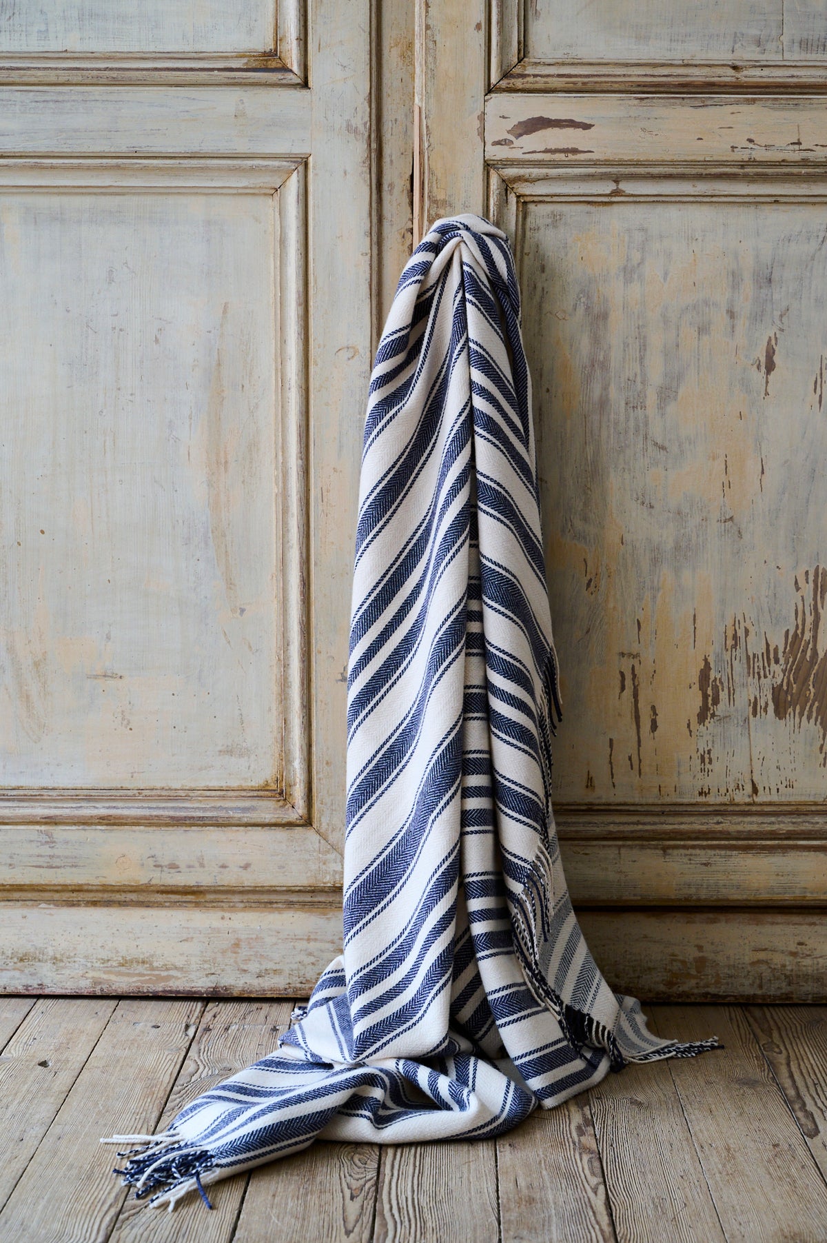 Super soft striped indigo blanket