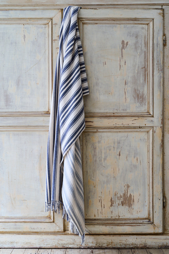 Super soft striped indigo blanket