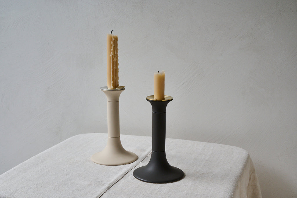 Chinaware Candlesticks with a cast holder