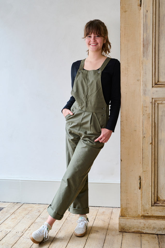 Cotton Drill Dungarees - Lovat