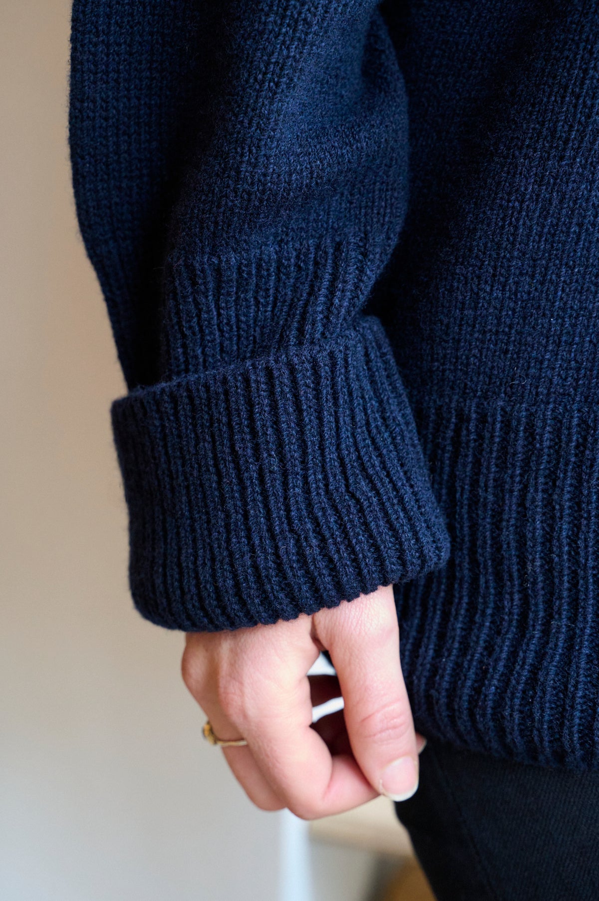 Dark Navy jumper extra long sleeve detail 
