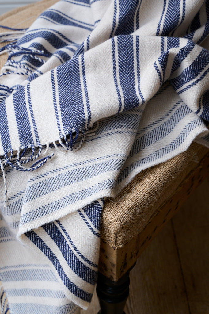 Super soft striped indigo blanket