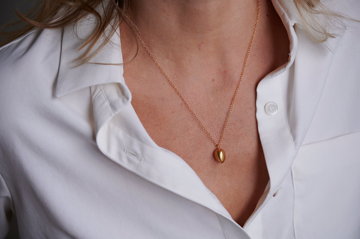 Gold Vermeil Egg Pendant Necklace