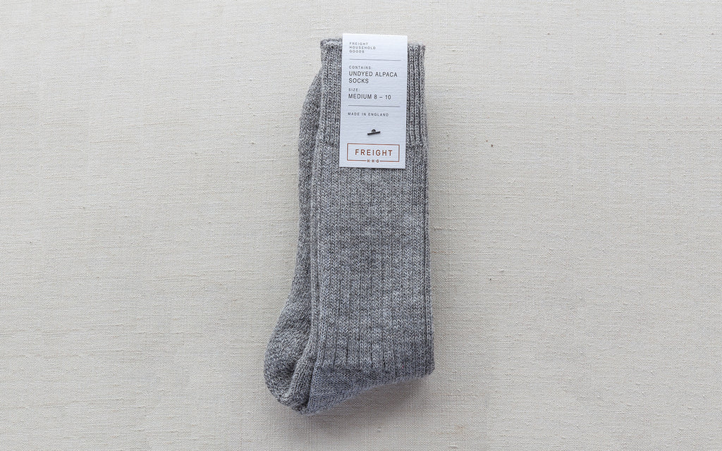 Pale Grey Alpaca Socks in a Natural Undyed Colour