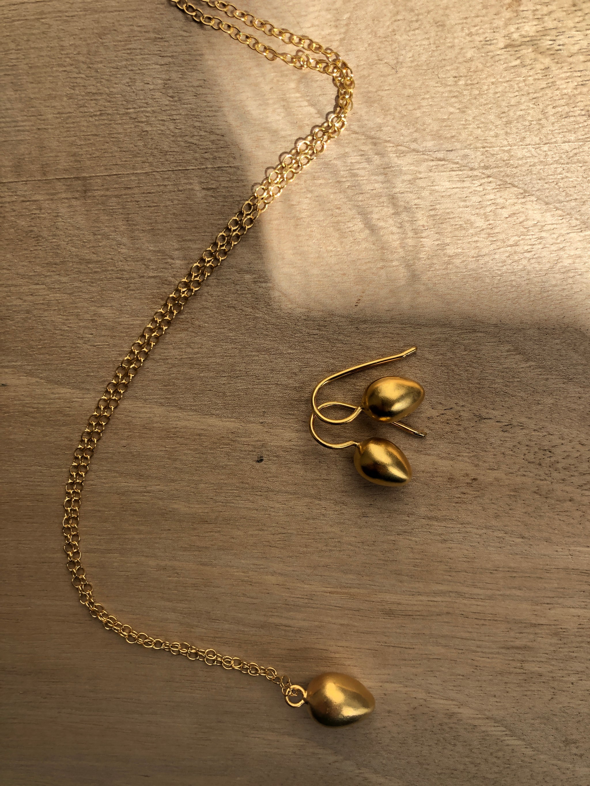 Gold Vermeil Egg Pendant Necklace 18 Chain