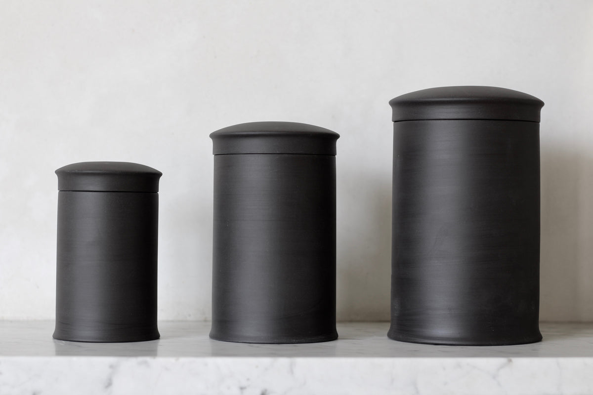 Storage Jars in Black Stoneware