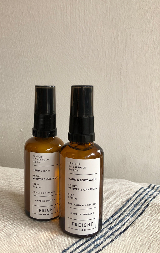 Mini Vetiver and Oakmoss Wash and Hand Soap. Travel Size.