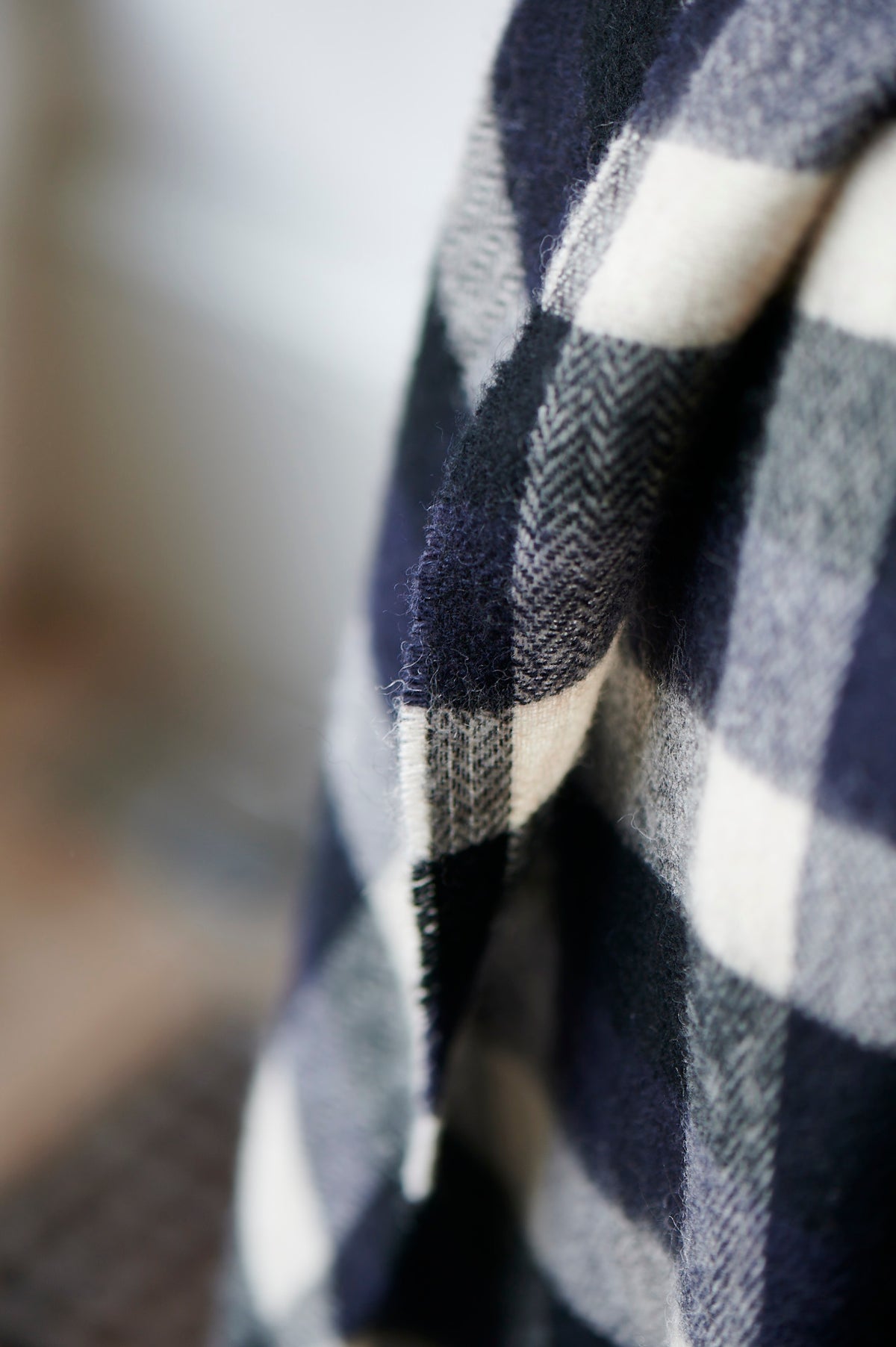 Lambswool Blanket in Indigo Check