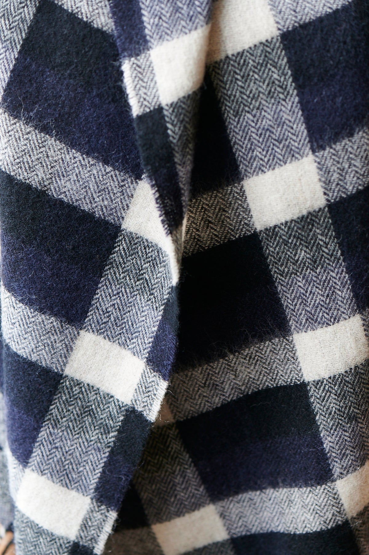 Lambswool Blanket in Indigo Check