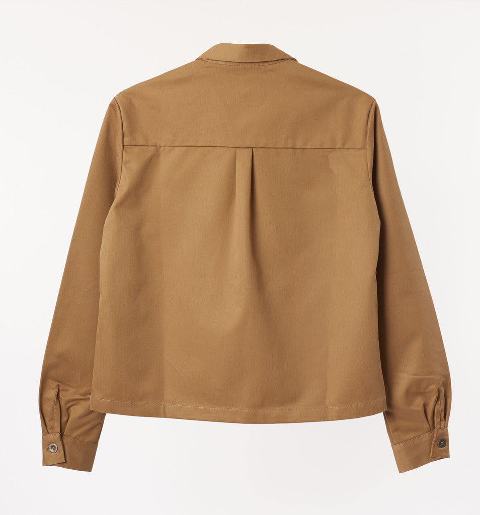 Khaki Womens Jacket With Back Pleat