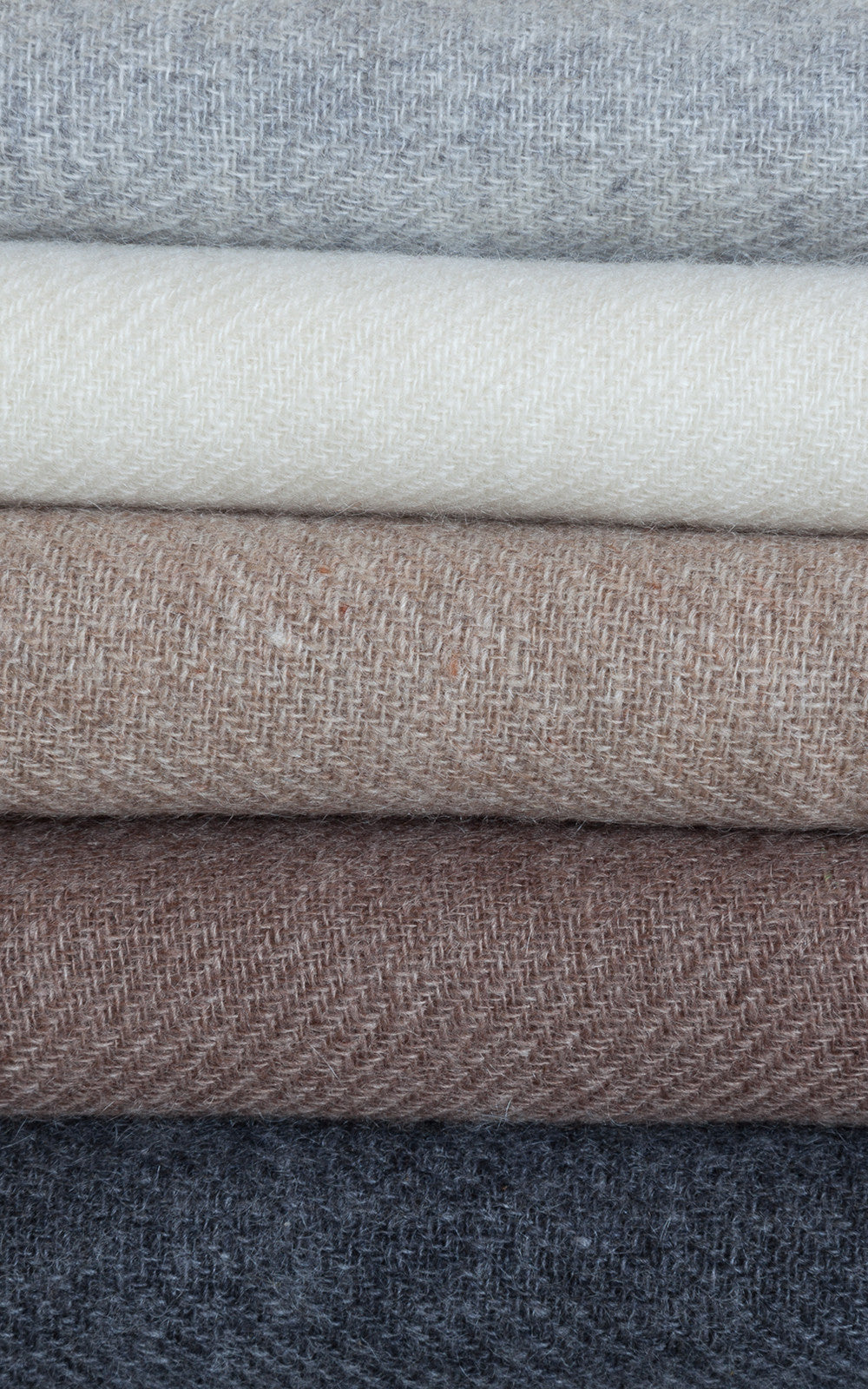 Pale Grey/Cream/Faun/Brown/Charcoal Cashmere scarves in natural undyed colours