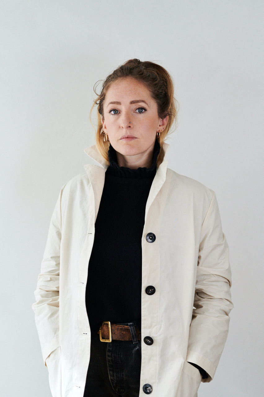 Women's Dry Waxed Duster Coat in Cream