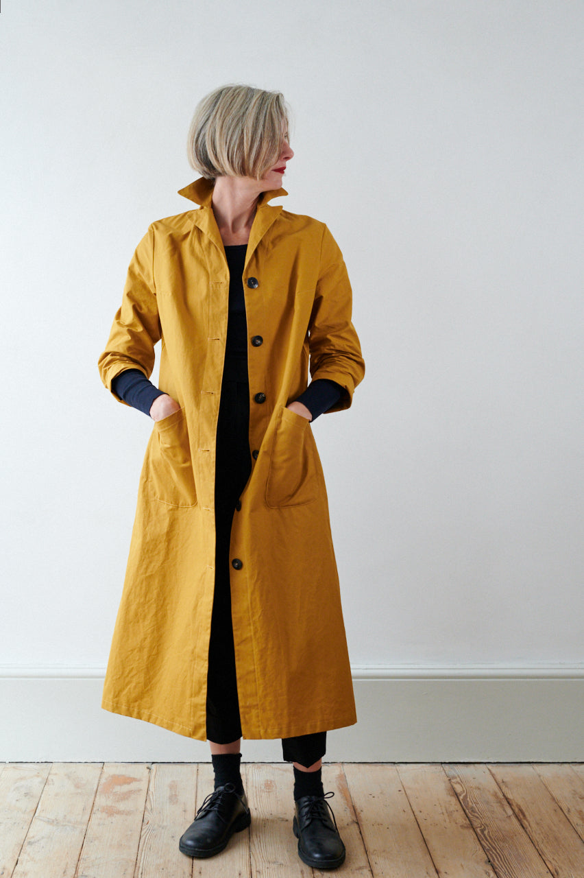 Women's Dry Waxed Duster Coat in Cumin