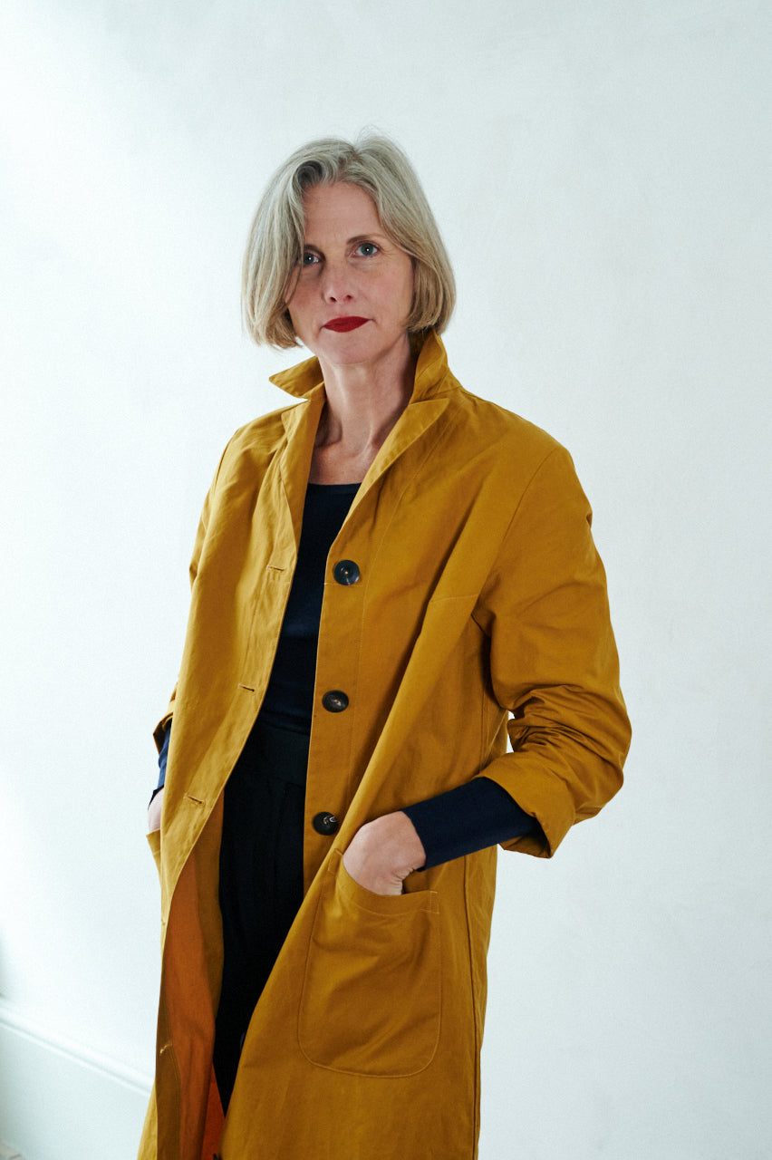 Women's Dry Waxed Duster Coat in Cumin