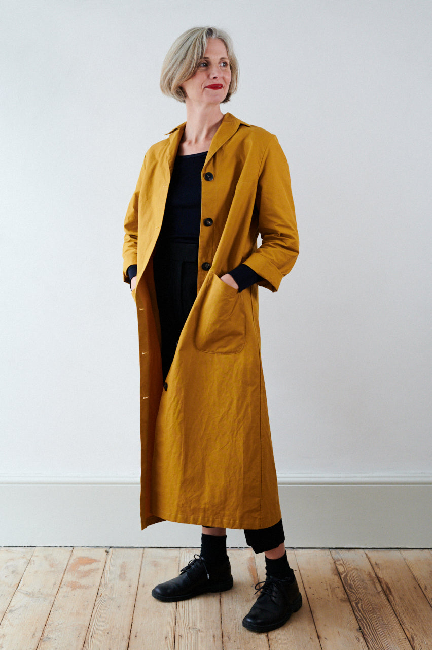 Women's Dry Waxed Duster Coat in Cumin