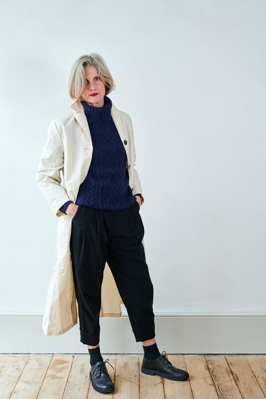 Women's Dry Waxed Duster Coat in Cream