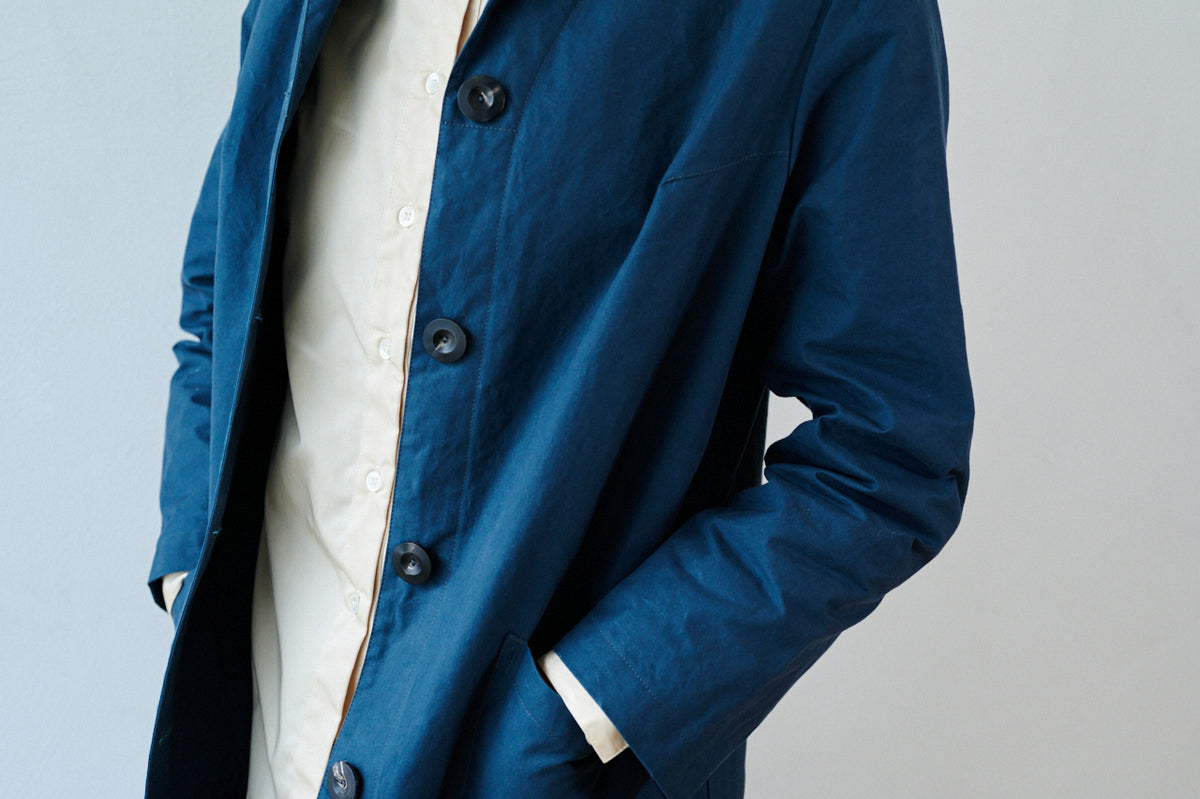 Women's Dry Waxed Duster Coat in Indigo