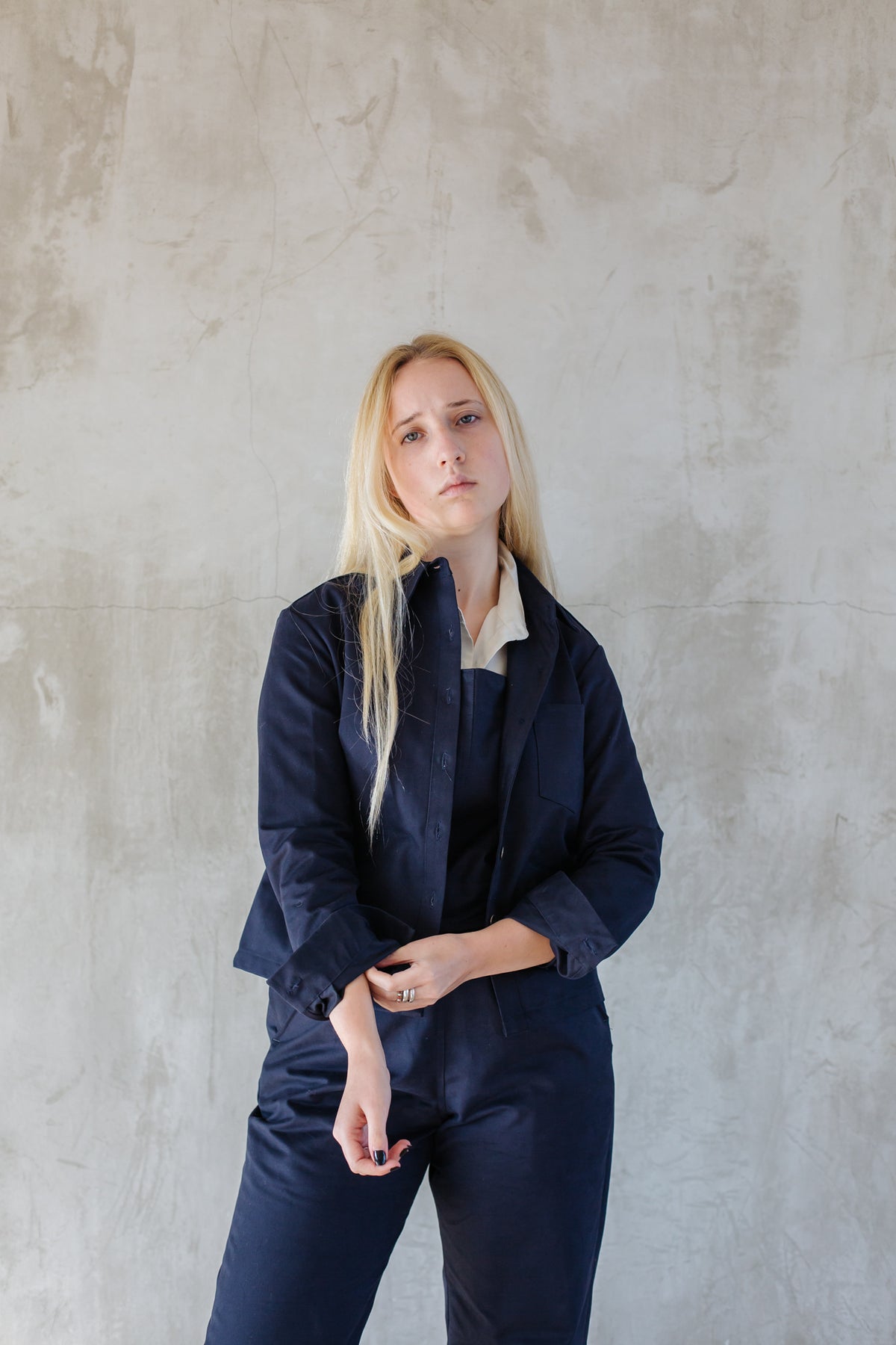 Cotton Drill Jacket in Navy