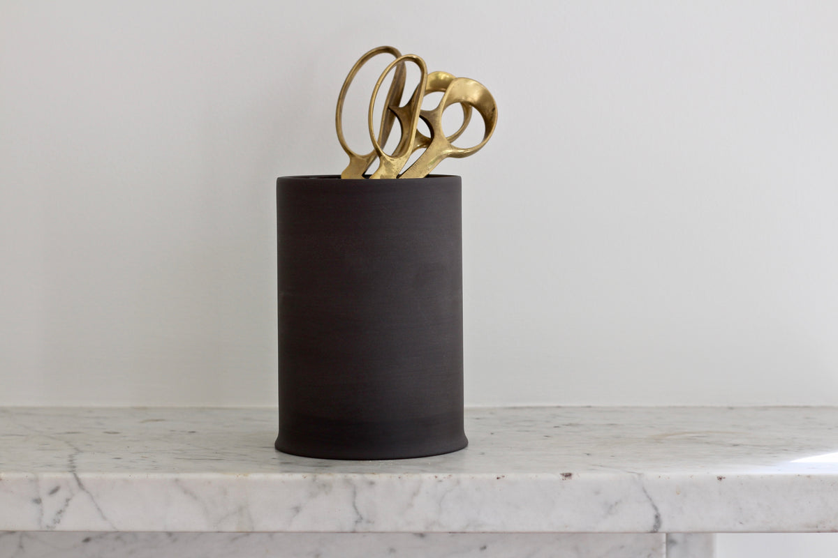 Utensil Jar in Black Stoneware