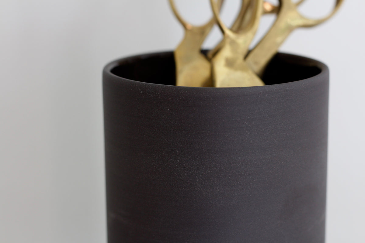 Utensil Jar in Black Stoneware